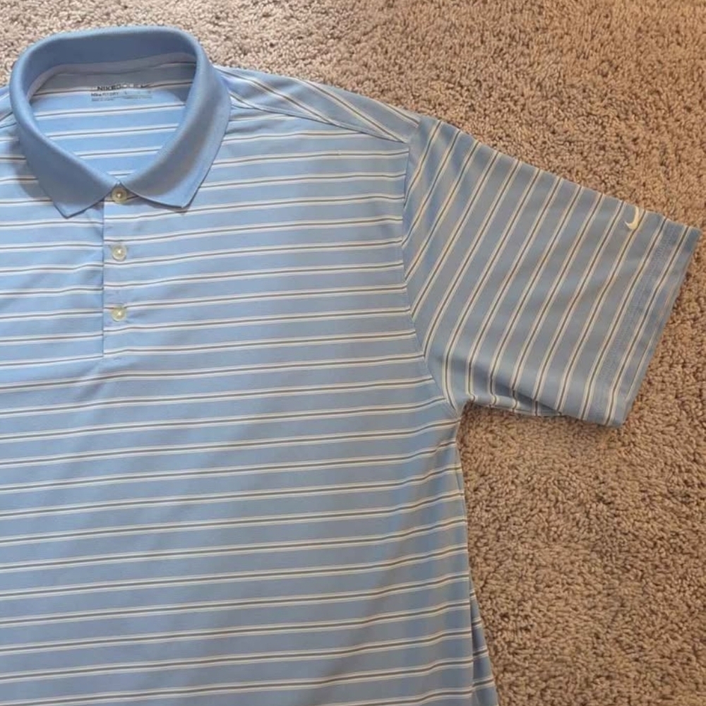 Nike Golf Men's Light Blue Striped Polo Shirt - Picture 2 of 4